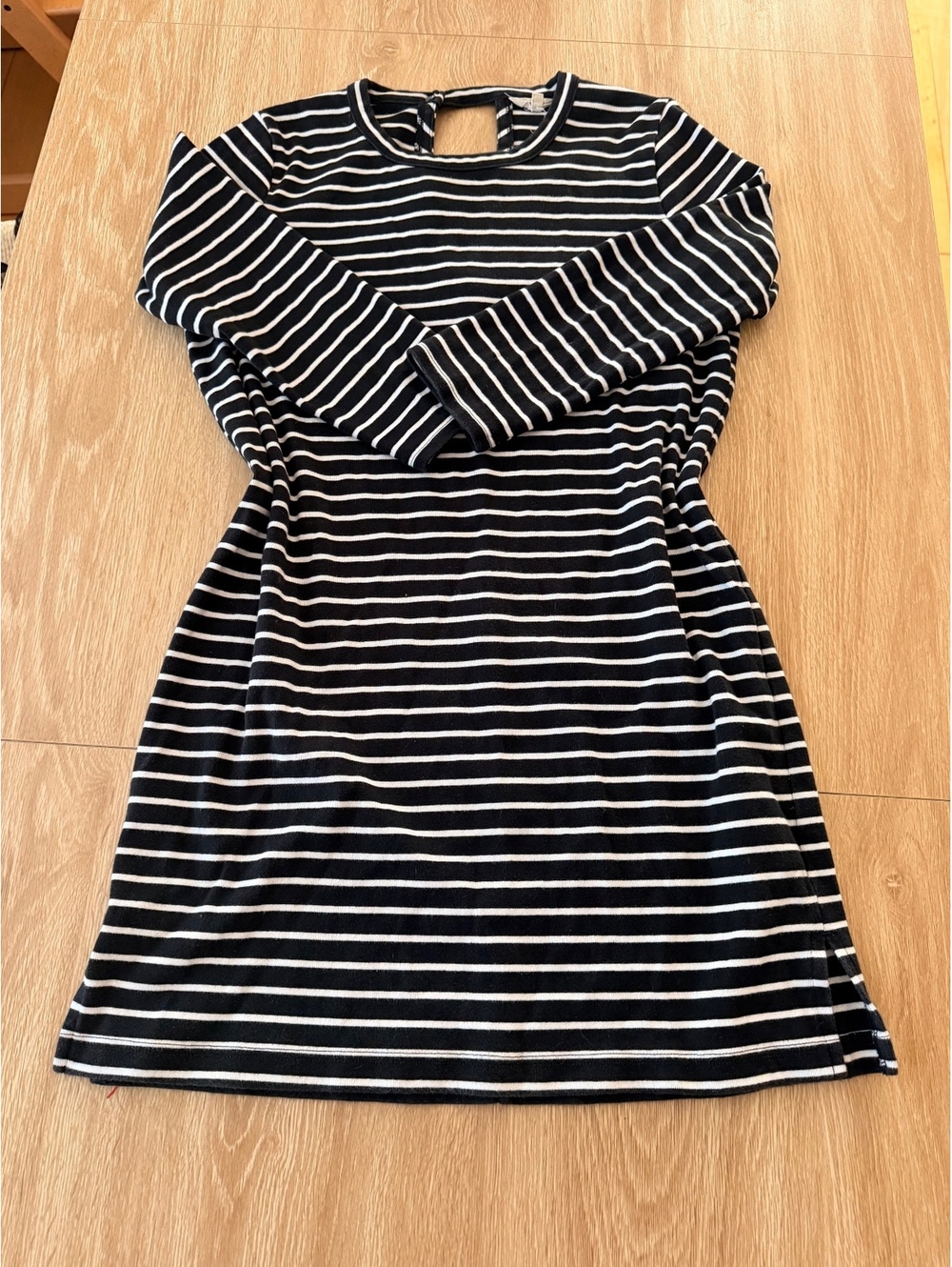 Madewell Black and White Striped Keyhole-Back Dress